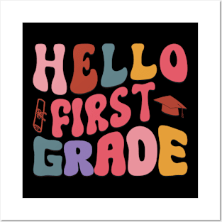 Hello 1st Grade Back To School First Day Posters and Art